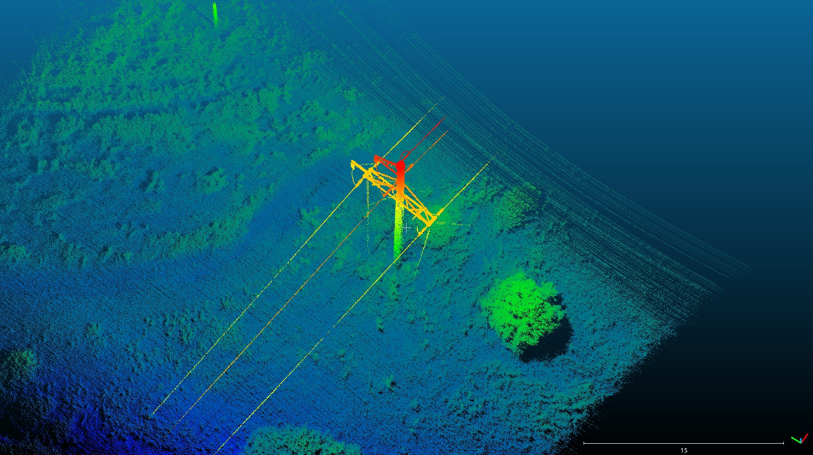 Detailed POWERLINE mast point cloud generated by Flaperon
