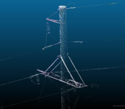 Detailed POWERLINE mast point cloud generated by Flaperon